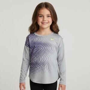 The Nike Tee Dri-Fit Athletic Cut Kids Long Sleeve Gray Shirt Size S (4-5 Years)